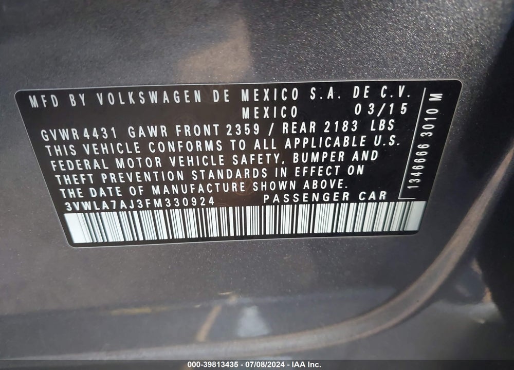 2015 VOLKSWAGEN JETTA 2.0L TDI S VIN: 3VWLA7AJ3FM330924