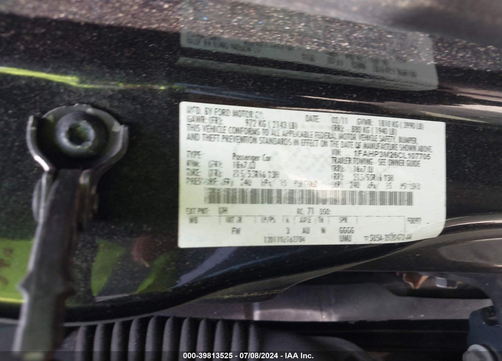 2012 FORD FOCUS SEL VIN: 1FAHP3M26CL107705