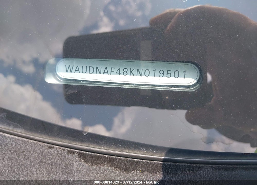 2019 AUDI A4 45 PREMIUM VIN: WAUDNAF48KN019501