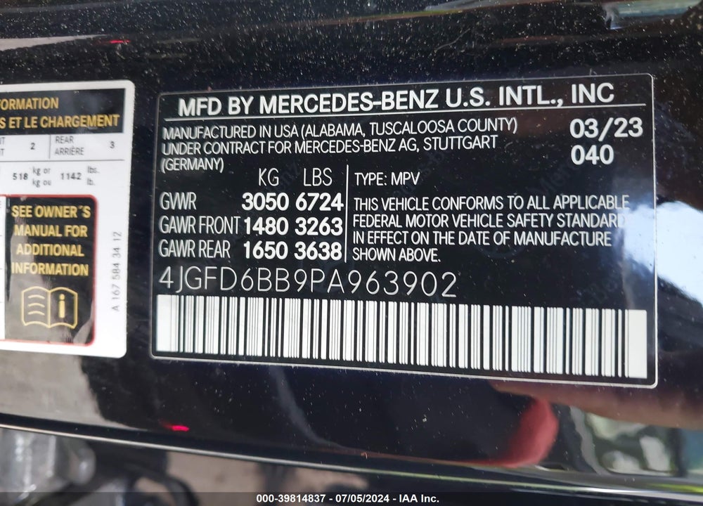 2023 MERCEDES-BENZ AMG GLE 53 COUPE 4MATIC VIN: 4JGFD6BB9PA963902