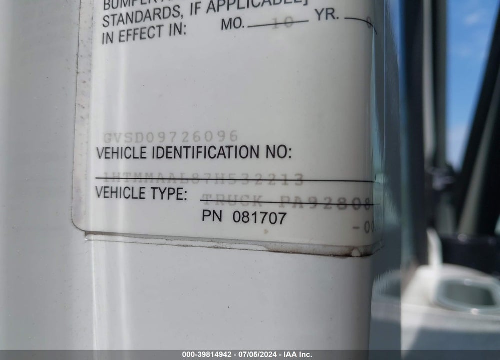 2007 INTERNATIONAL 4000 4300 VIN: 1HTMMAAL87H532213