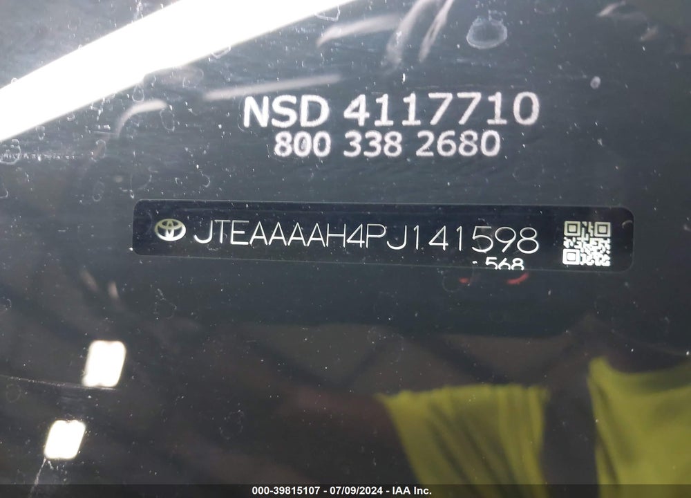 2023 TOYOTA VENZA XLE VIN: JTEAAAAH4PJ141598