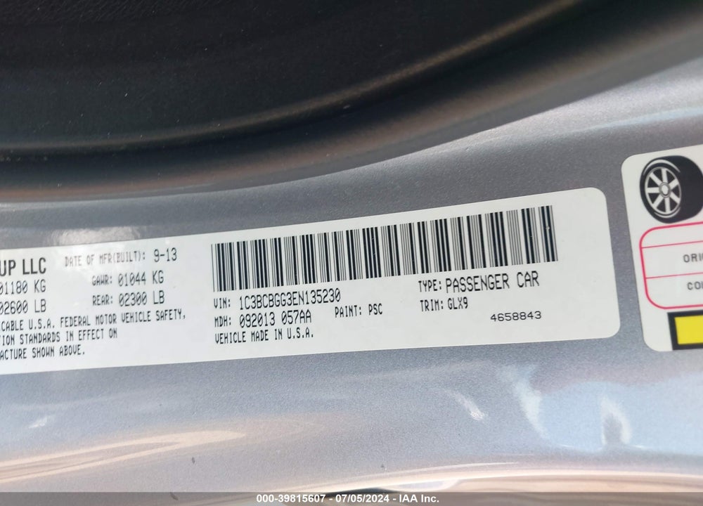 2014 CHRYSLER 200 S VIN: 1C3BCBGG3EN135230