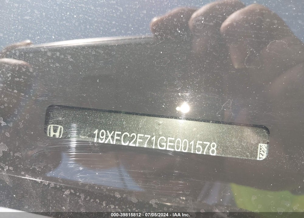 2016 HONDA CIVIC EX VIN: 19XFC2F71GE001578