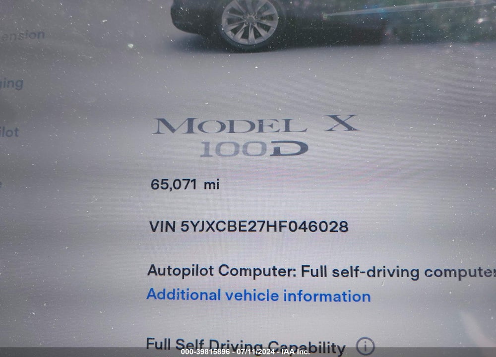 2017 TESLA MODEL X 100D/75D/90D VIN: 5YJXCBE27HF046028
