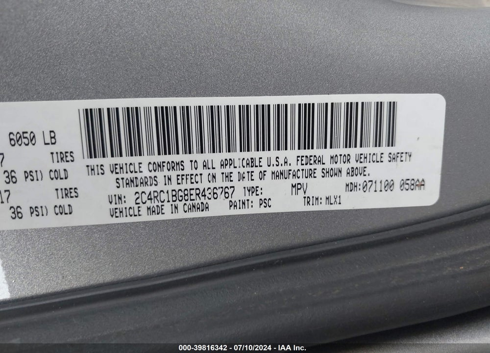 2014 CHRYSLER TOWN & COUNTRY VIN: 2C4RC1BG8ER436767