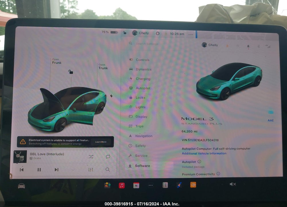 2020 TESLA MODEL 3 STANDARD RANGE PLUS REAR-WHEEL DRIVE/STANDARD RANGE REAR-WHEEL DRIVE VIN: 5YJ3E1EA2LF504318