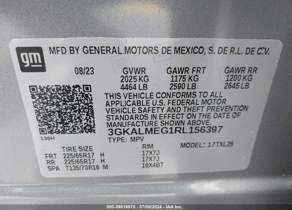 2024 GMC TERRAIN FWD SLE VIN: 3GKALMEG1RL156397