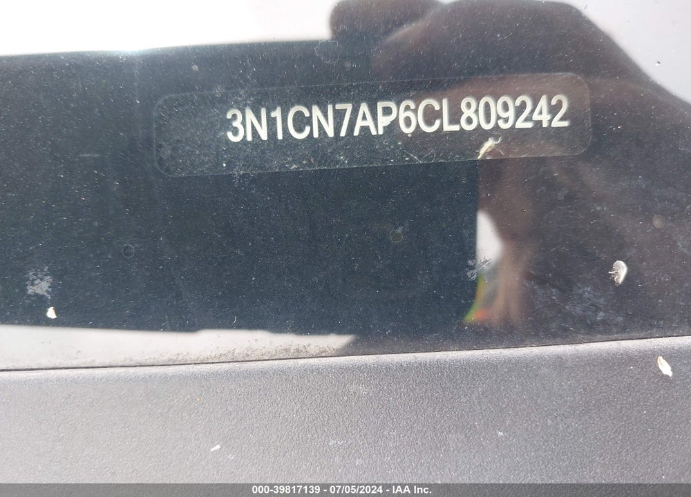 2012 NISSAN VERSA 1.6 SV VIN: 3N1CN7AP6CL809242