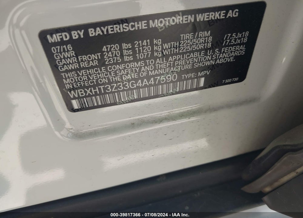 2016 BMW X1 XDRIVE28I VIN: WBXHT3Z33G4A47590