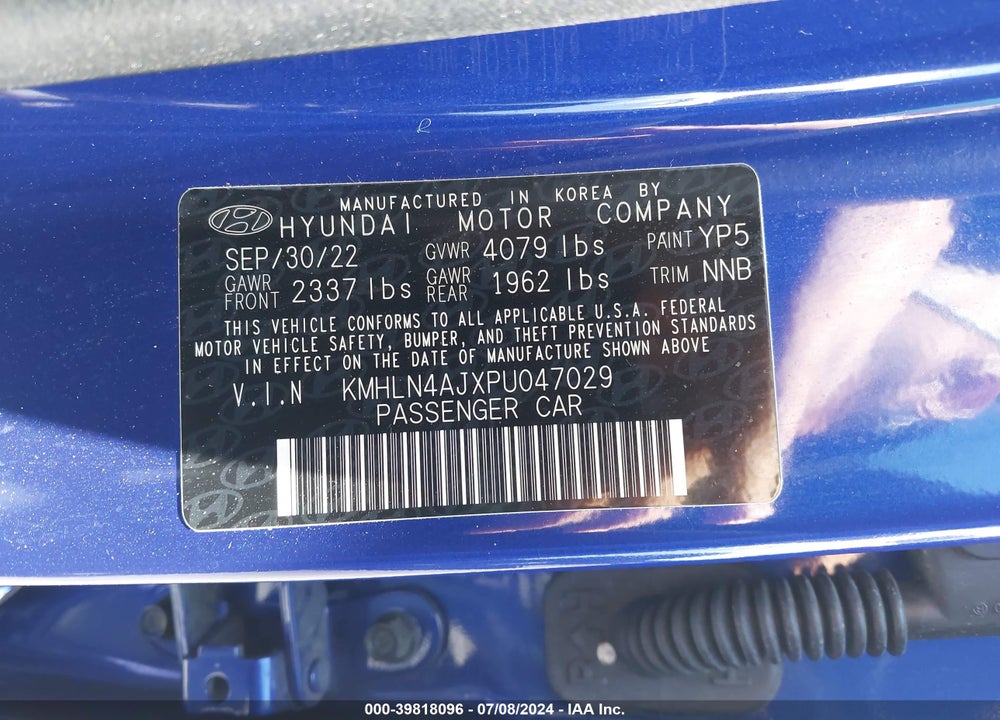 2023 HYUNDAI ELANTRA HYBRID LIMITED VIN: KMHLN4AJXPU047029