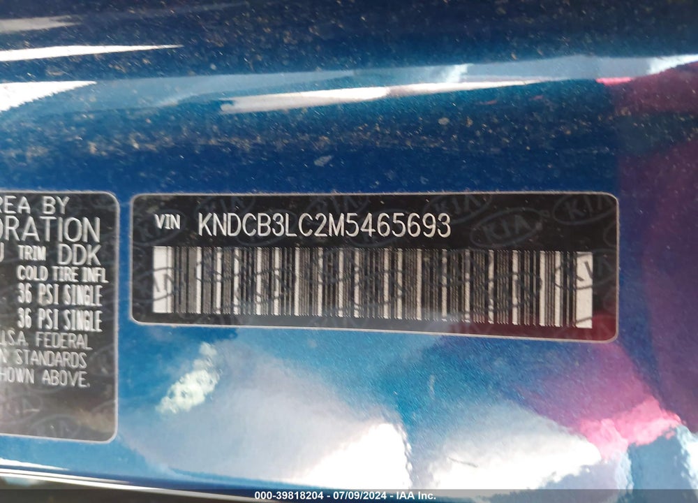 2021 KIA NIRO LX VIN: KNDCB3LC2M5465693