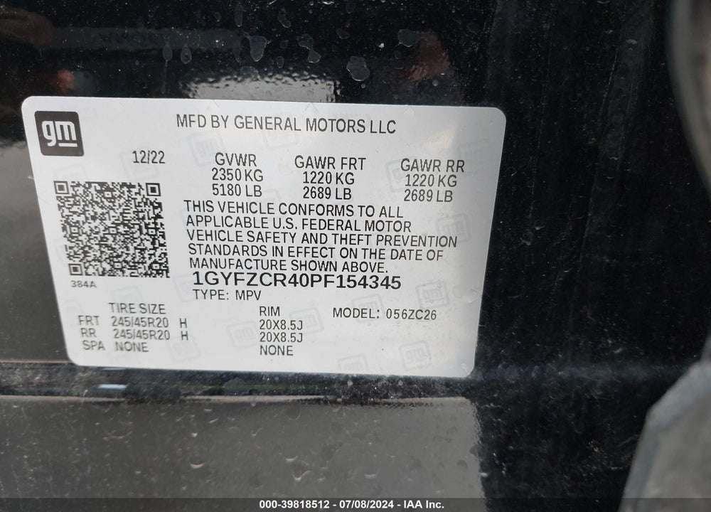 2023 CADILLAC XT4 FWD PREMIUM LUXURY VIN: 1GYFZCR40PF154345