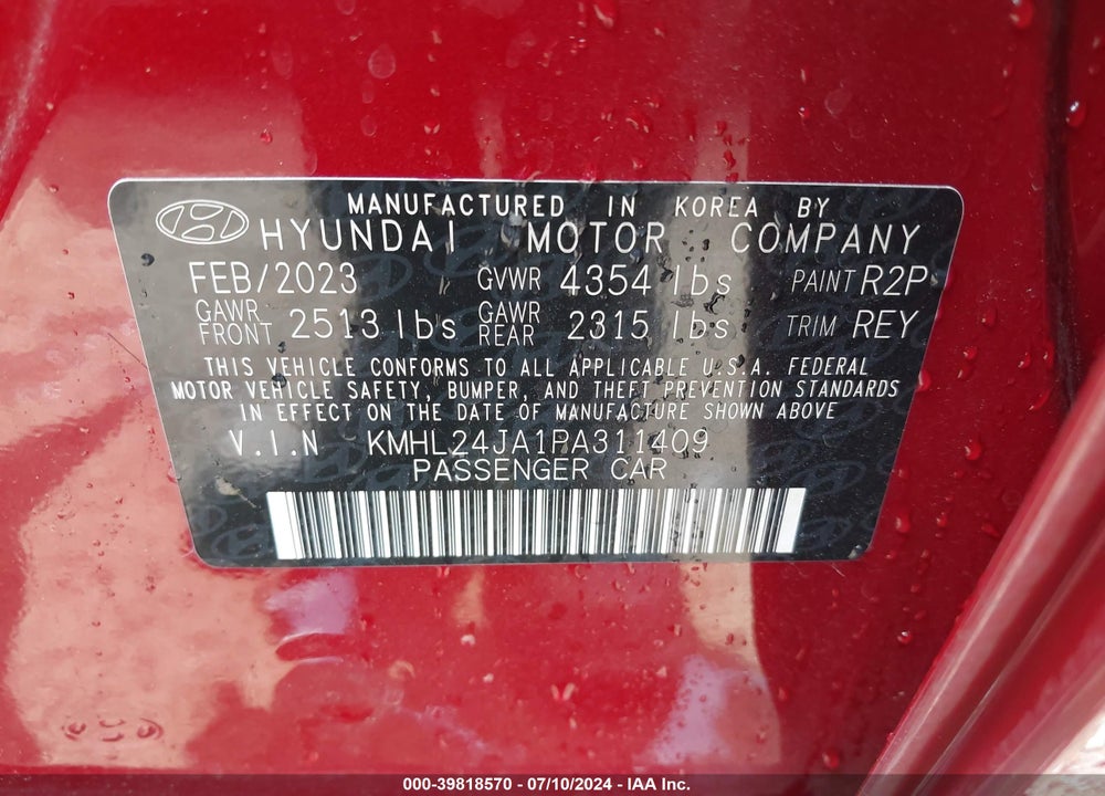 2023 HYUNDAI SONATA SE VIN: KMHL24JA1PA311409