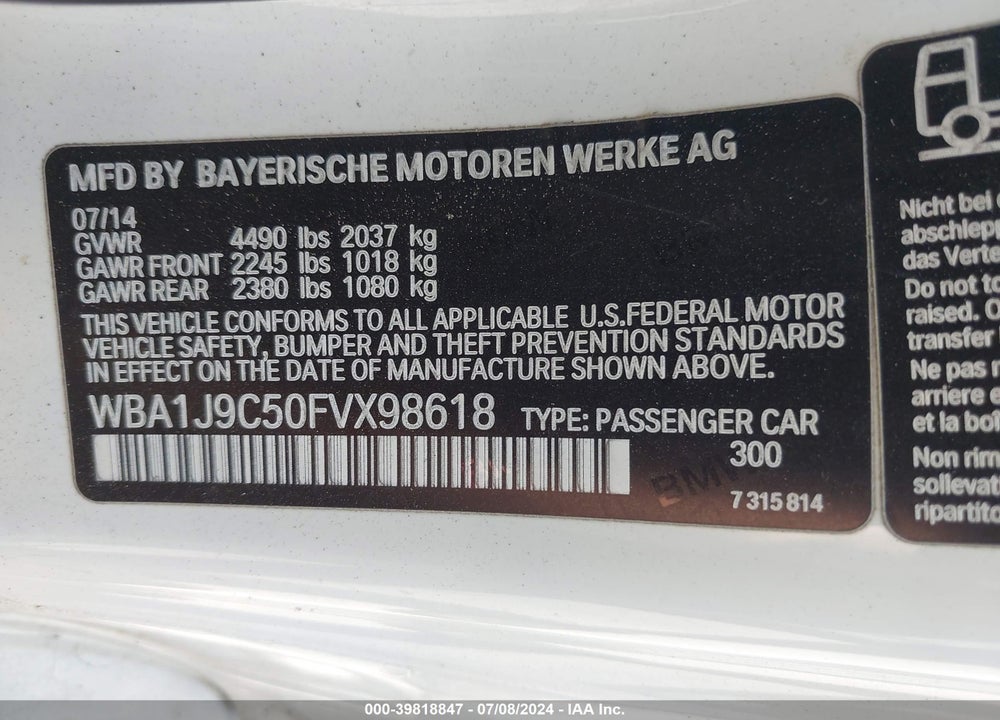 2015 BMW M235 XDRIVE VIN: WBA1J9C50FVX98618