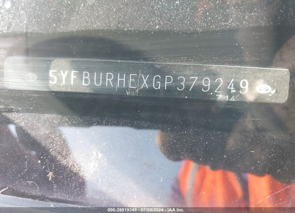 2016 TOYOTA COROLLA S PLUS VIN: 5YFBURHEXGP379249