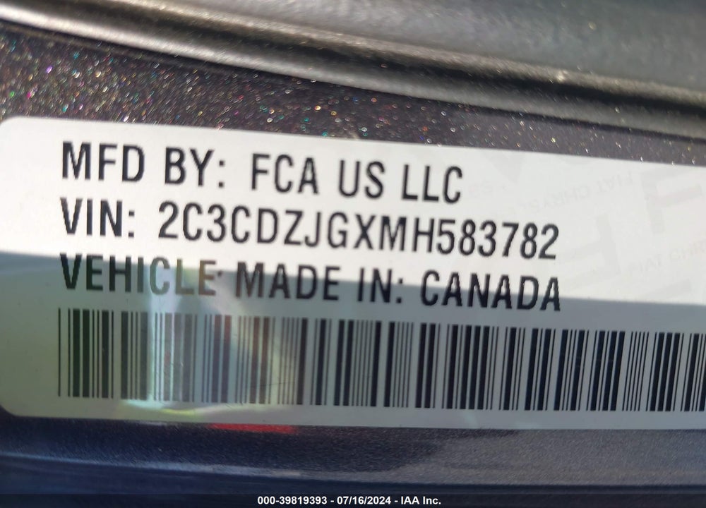 2021 DODGE CHALLENGER GT VIN: 2C3CDZJGXMH583782