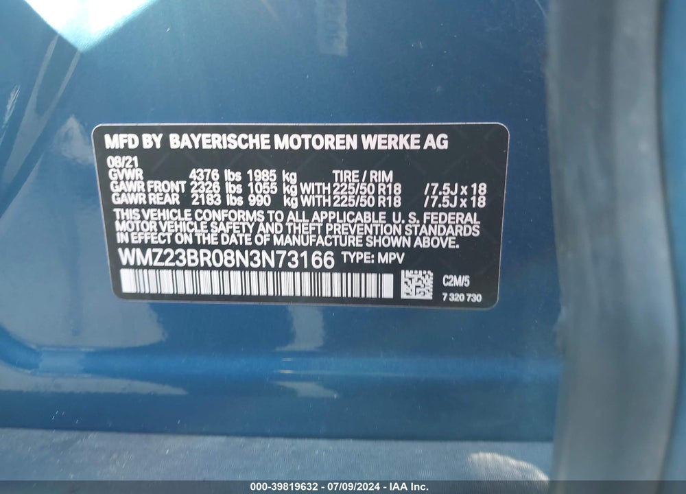 2022 MINI COUNTRYMAN COOPER VIN: WMZ23BR08N3N73166