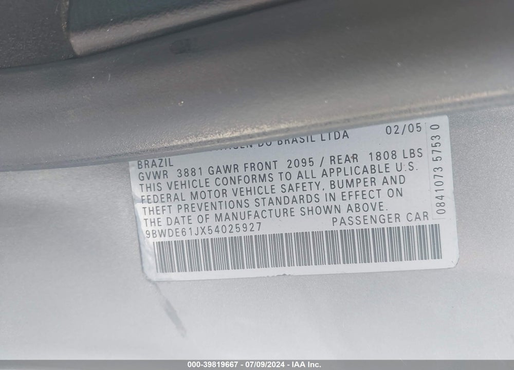 2005 VOLKSWAGEN GTI 1.8T VIN: 9BWDE61JX54025927