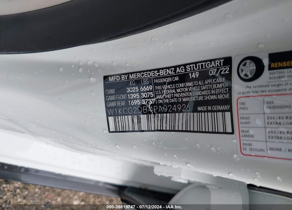 2023 MERCEDES-BENZ EQS 450 VIN: W1KCG2DB4PA024926