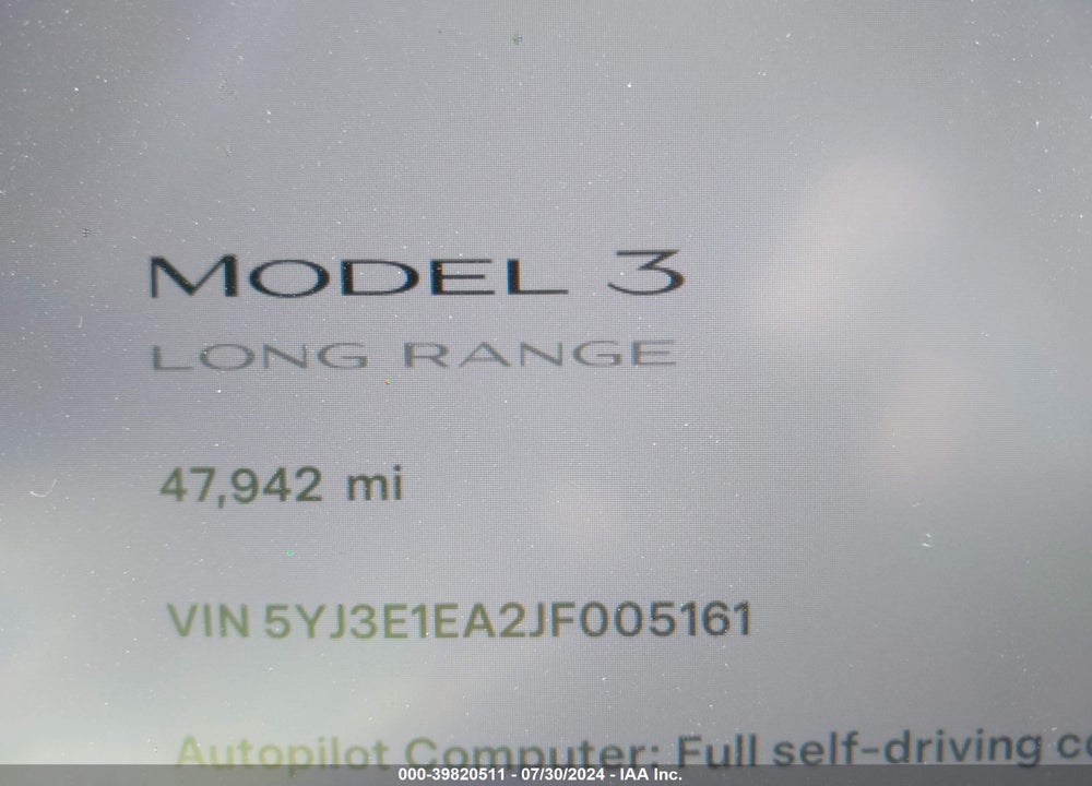 2018 TESLA MODEL 3 VIN: 5YJ3E1EA2JF005161