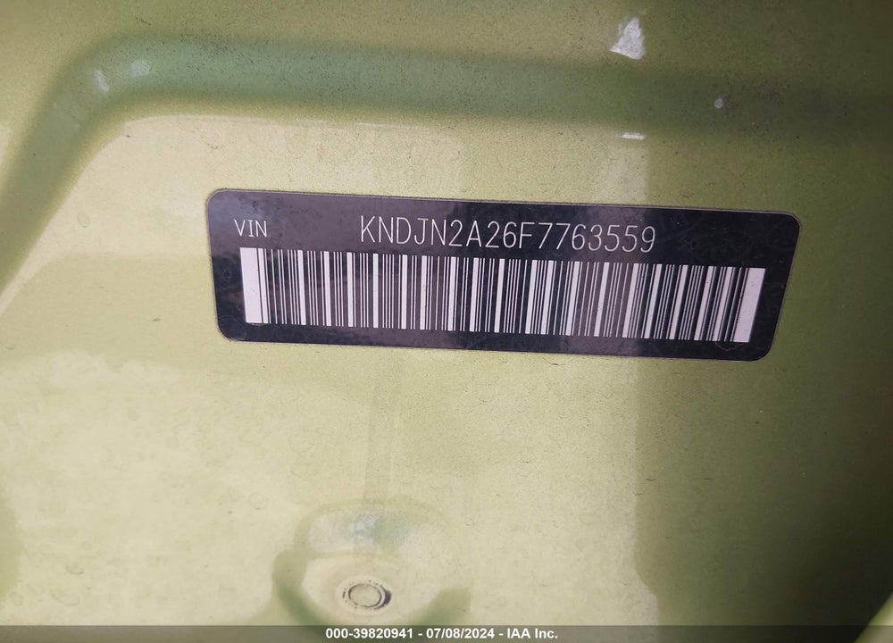 2015 KIA SOUL VIN: KNDJN2A26F7763559