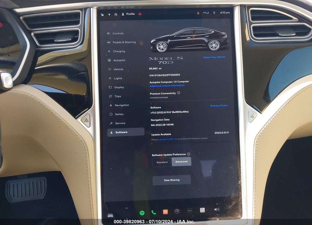 2015 TESLA MODEL S 70D/85D/P85D VIN: 5YJSA1S22FF092653