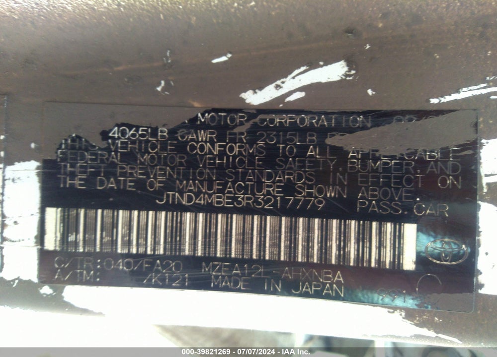 2024 TOYOTA COROLLA SE VIN: JTND4MBE3R3217779