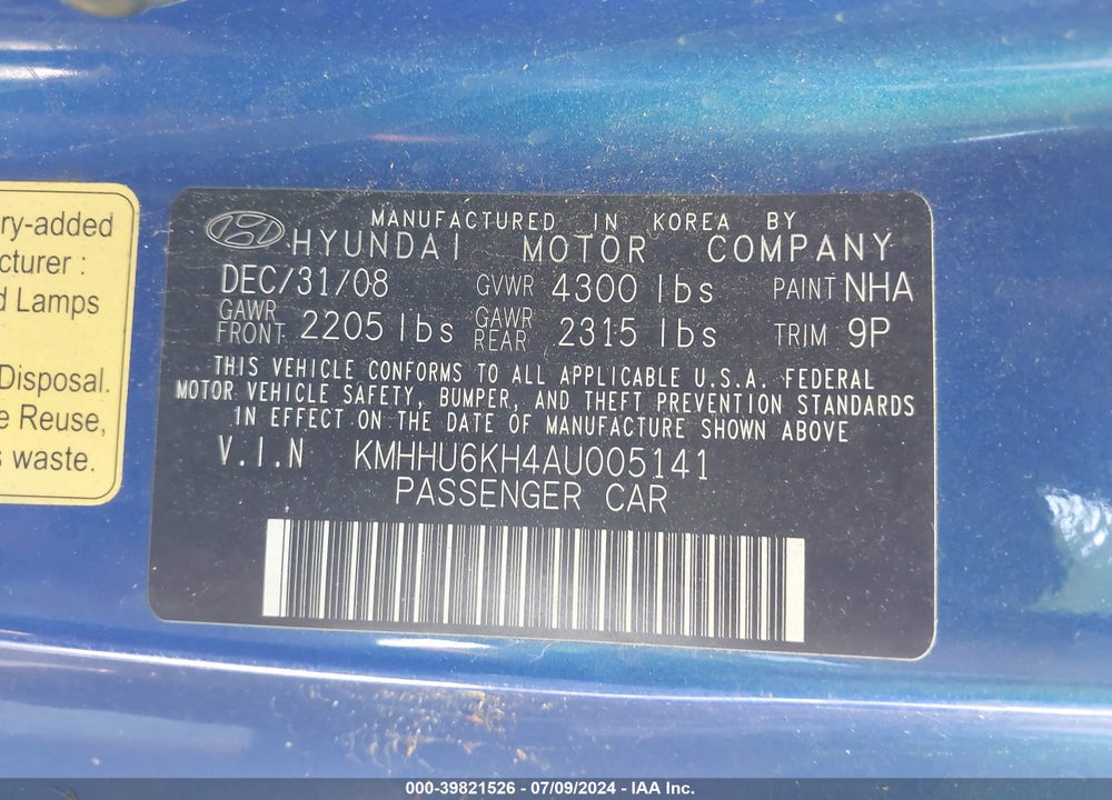 2010 HYUNDAI GENESIS 3.8 GRAND TOURING VIN: KMHHU6KH4AU005141