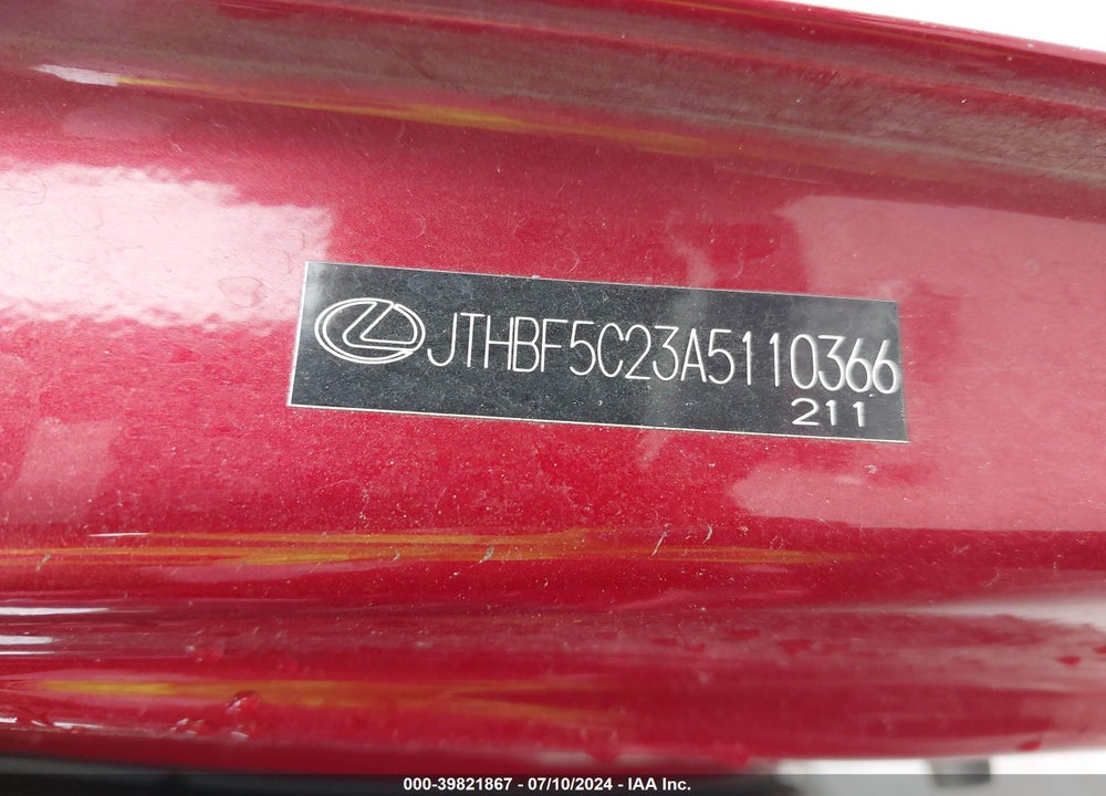 2010 LEXUS IS 250 VIN: JTHBF5C23A5110366