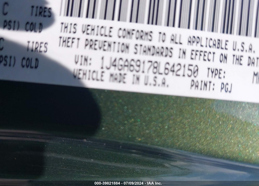 2008 JEEP WRANGLER UNLIMITED RUBICON VIN: 1J4GA69178L642150