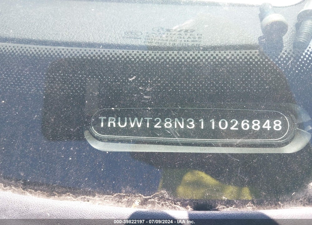 2001 AUDI TT VIN: TRUWT28N311026848