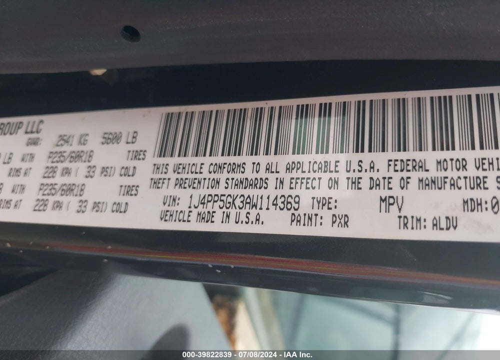 2010 JEEP LIBERTY LIMITED VIN: 1J4PP5GK3AW114369