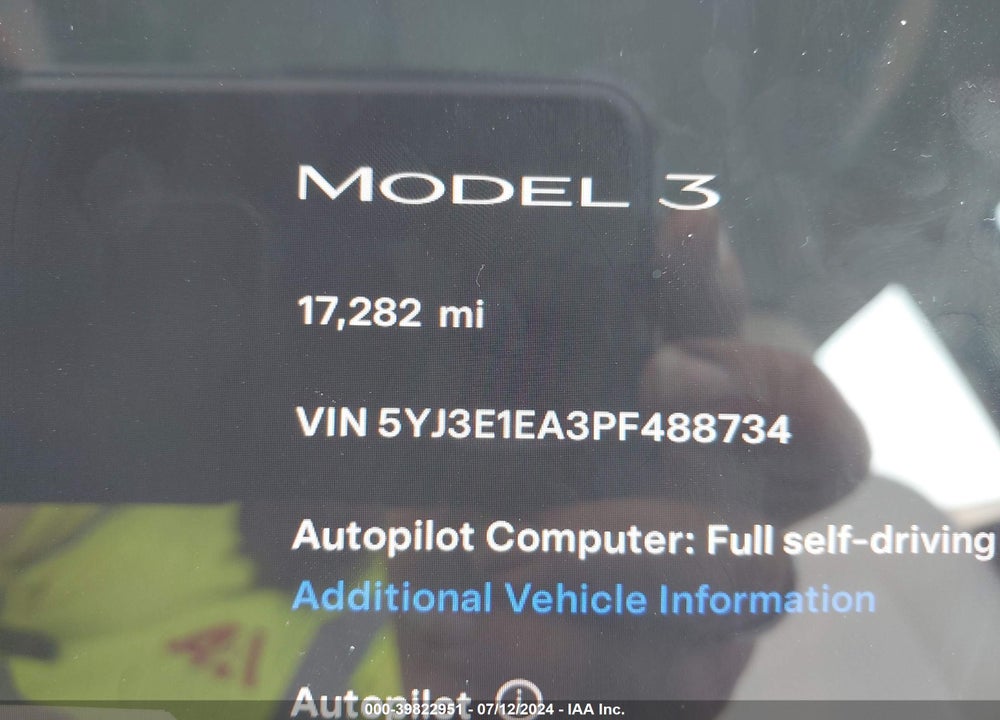 2023 TESLA MODEL 3 REAR-WHEEL DRIVE VIN: 5YJ3E1EA3PF488734