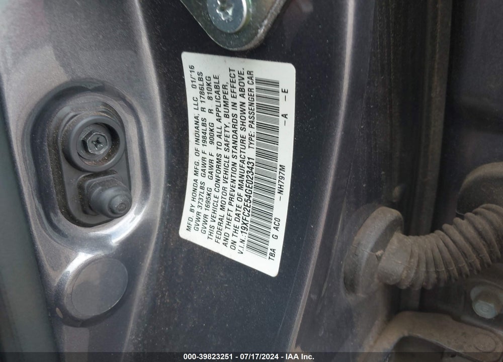 2016 HONDA CIVIC LX VIN: 19XFC2E54GE023431