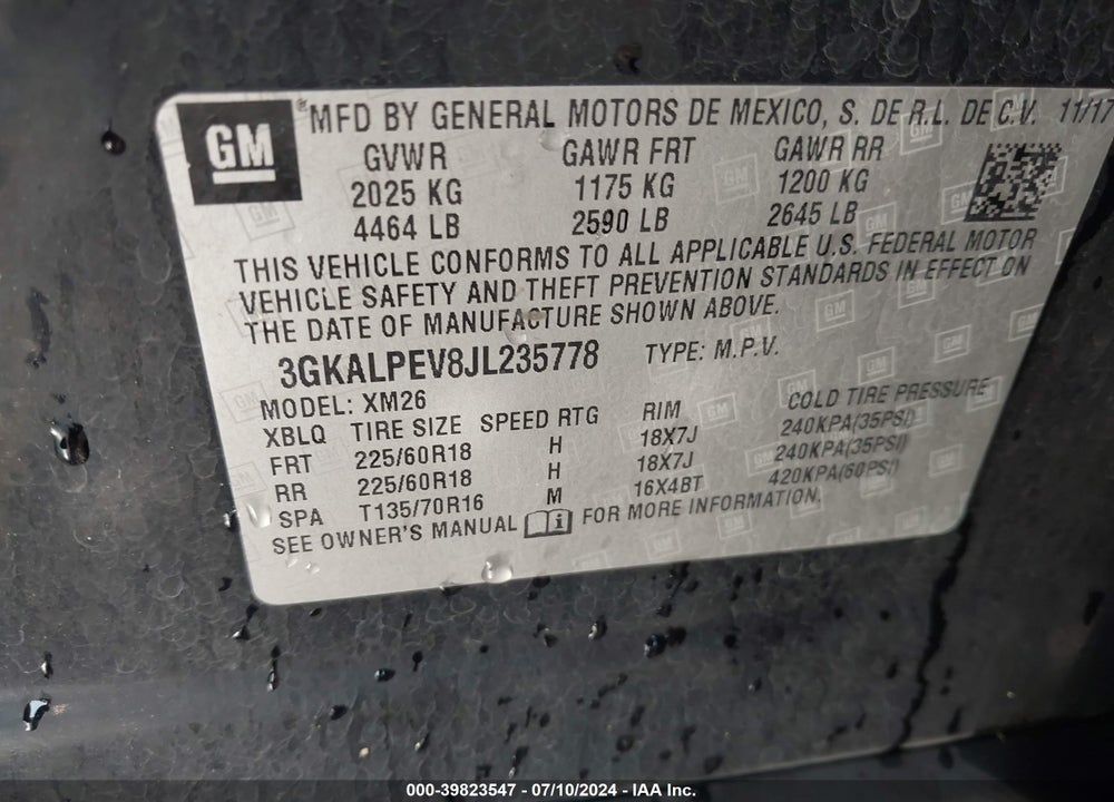 2018 GMC TERRAIN SLT VIN: 3GKALPEV8JL235778