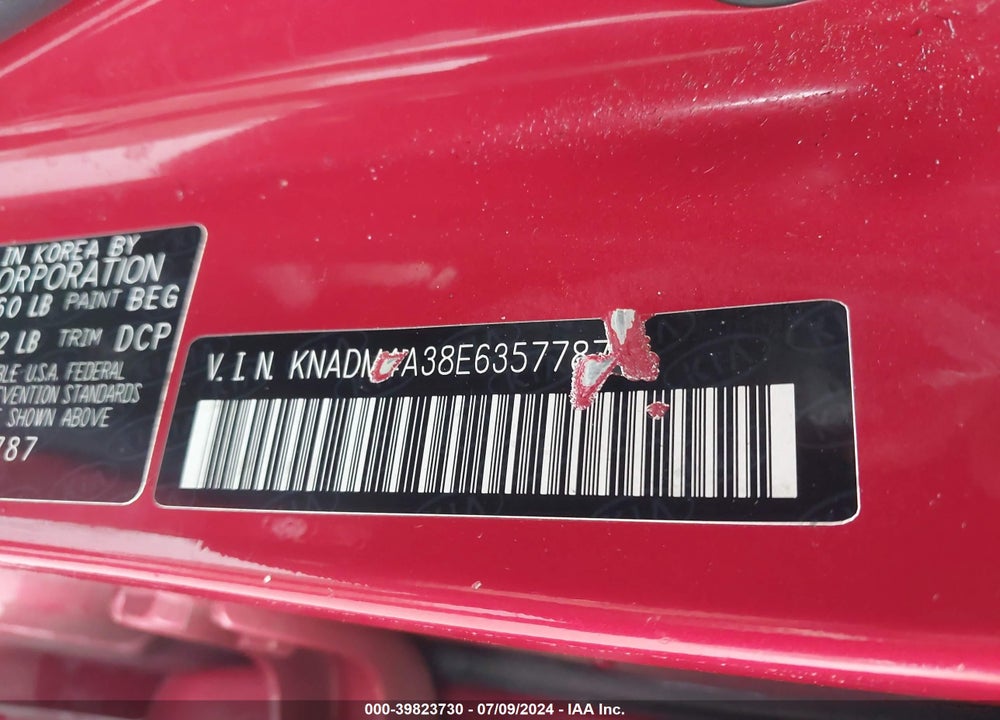 2014 KIA RIO LX VIN: KNADM4A38E6357787