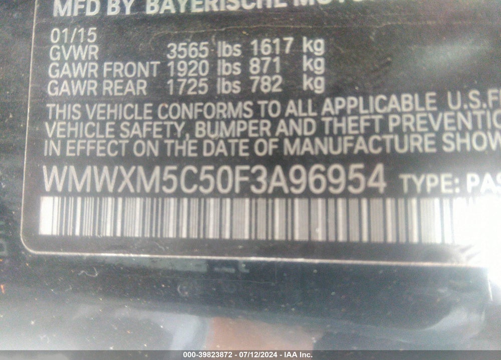 2015 MINI HARDTOP COOPER VIN: WMWXM5C50F3A96954
