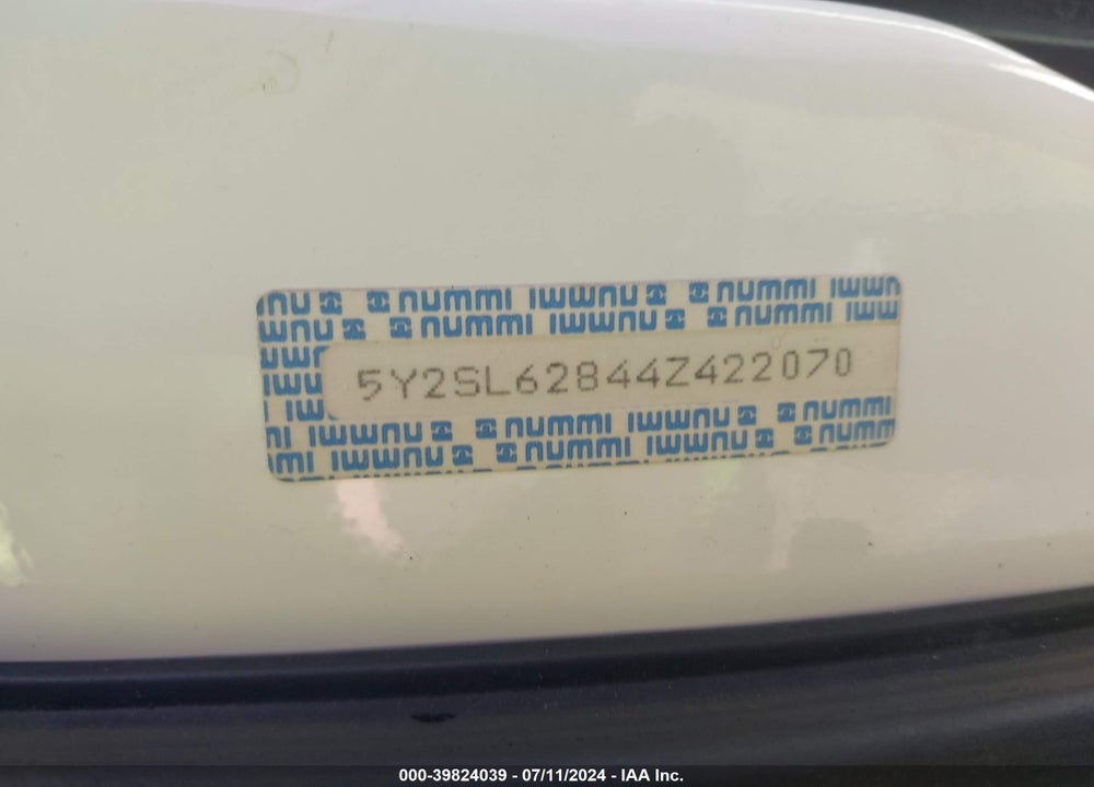 2004 PONTIAC VIBE VIN: 5Y2SL62844Z422070