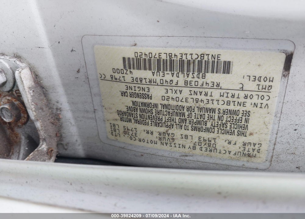 2008 NISSAN VERSA 1.8S VIN: 3N1BC11E48L370420
