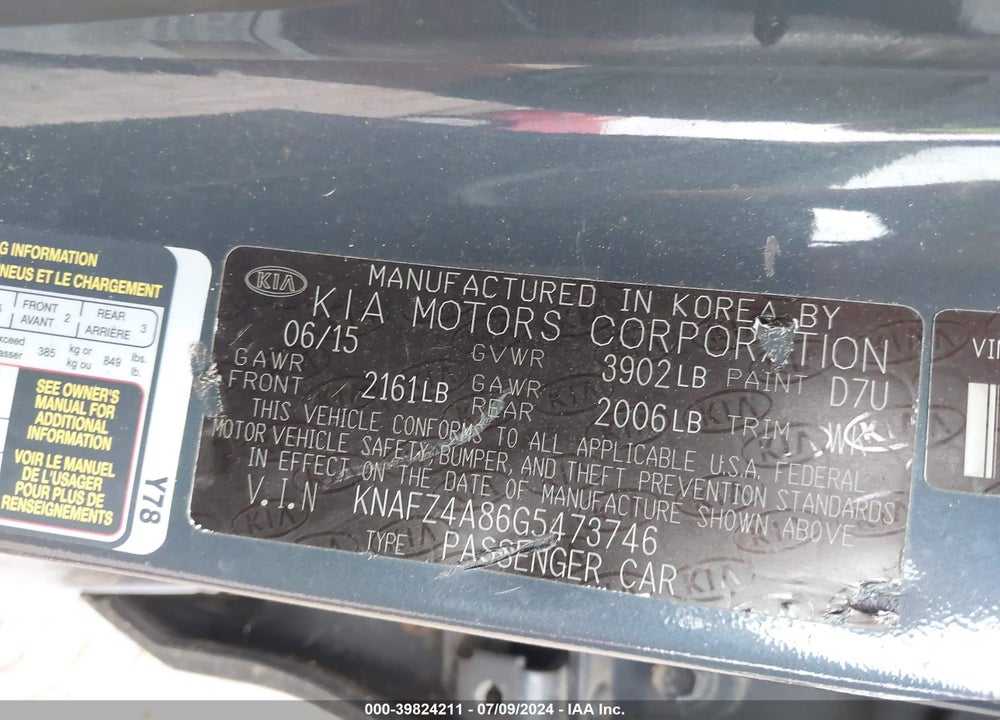 2016 KIA FORTE EX VIN: KNAFZ4A86G5473746