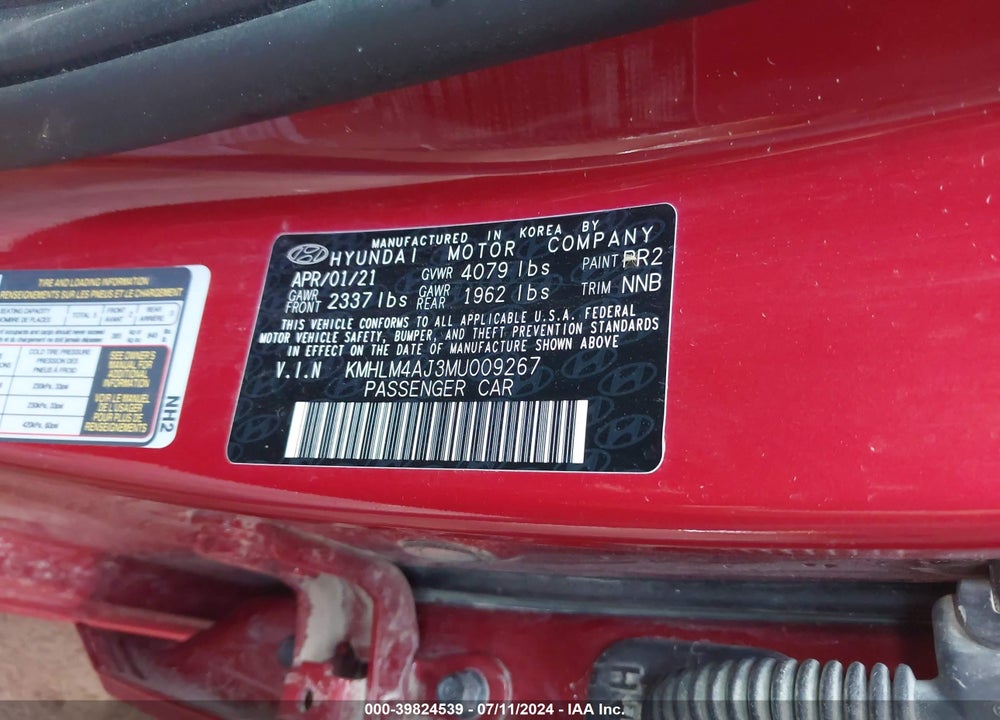 2021 HYUNDAI ELANTRA HYBRID BLUE VIN: KMHLM4AJ3MU009267