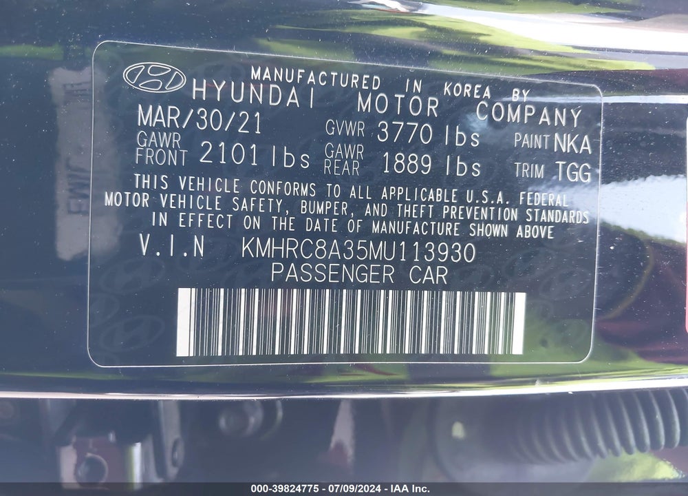 2021 HYUNDAI VENUE SEL VIN: KMHRC8A35MU113930