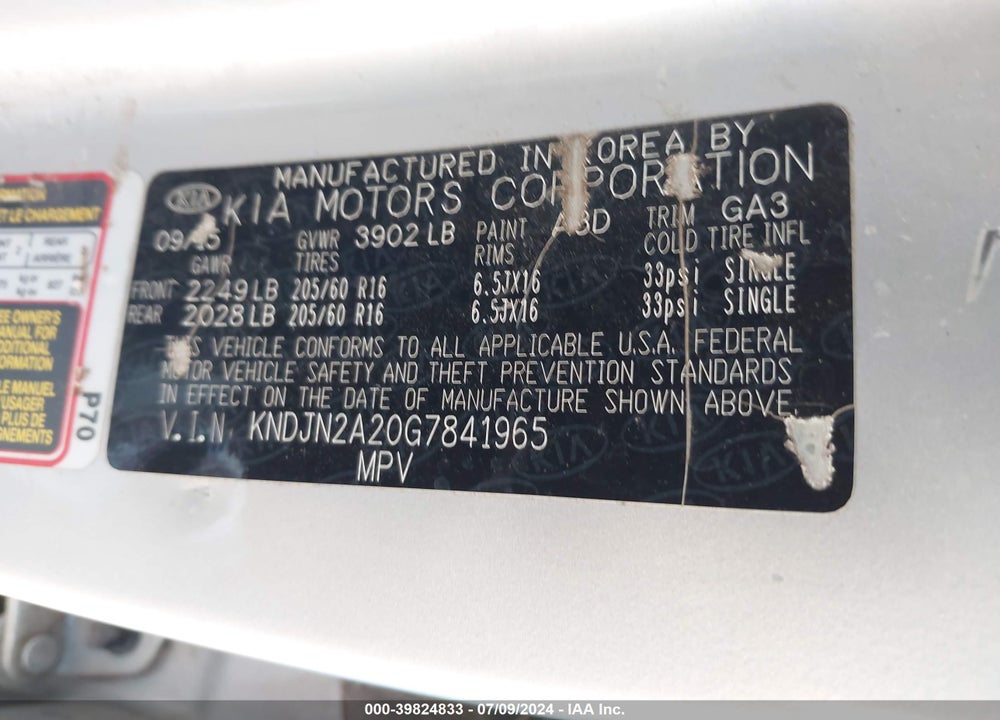 2016 KIA SOUL VIN: KNDJN2A20G7841965