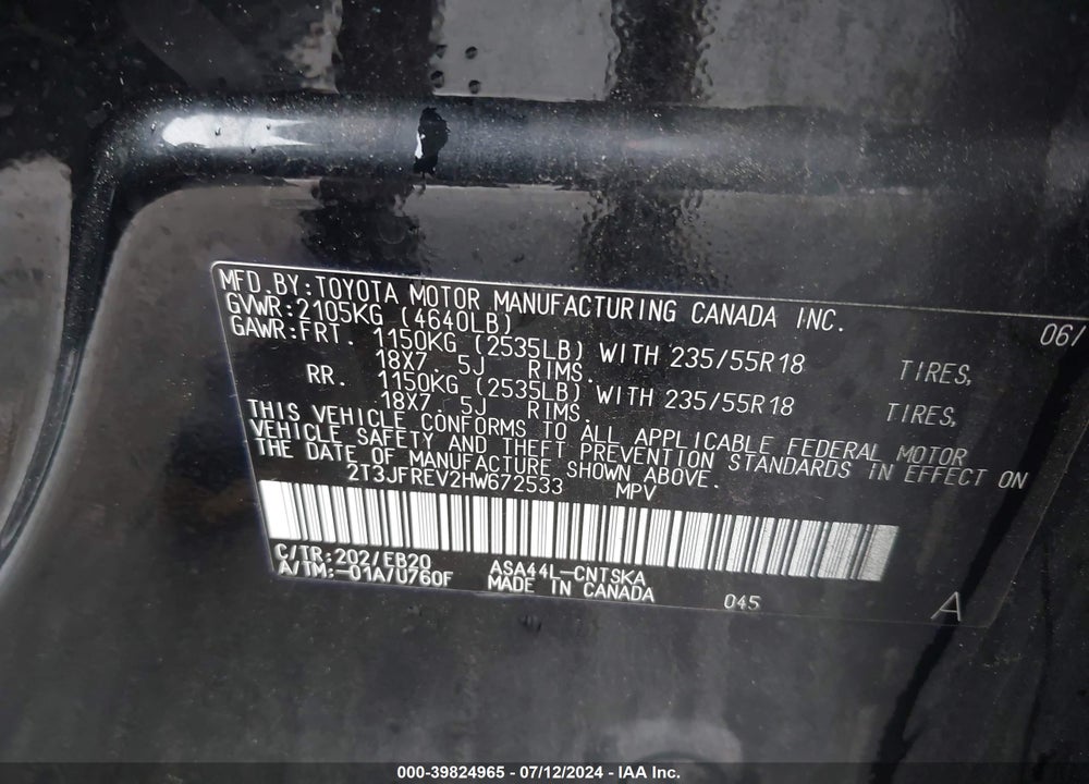 2017 TOYOTA RAV4 SE VIN: 2T3JFREV2HW672533