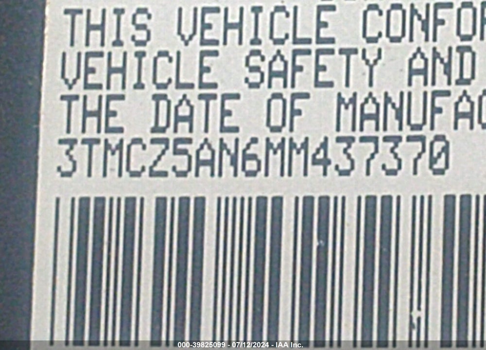 2021 TOYOTA TACOMA TRD OFF ROAD VIN: 3TMCZ5AN6MM437370