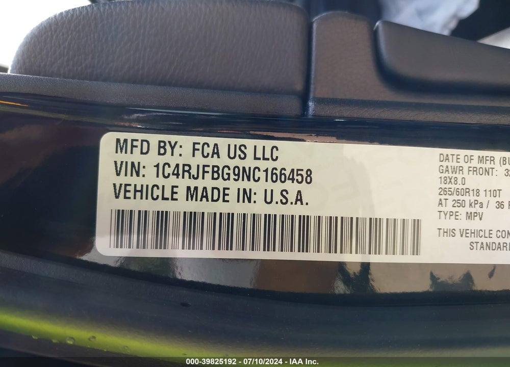 2022 JEEP GRAND CHEROKEE WK LIMITED 4X4 VIN: 1C4RJFBG9NC166458