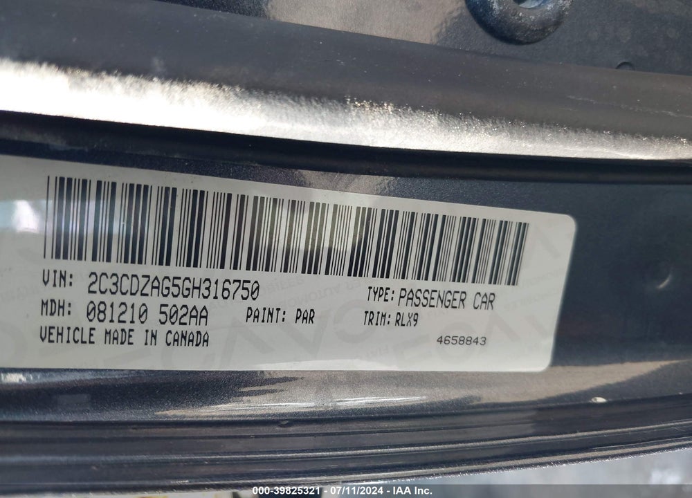 2016 DODGE CHALLENGER SXT PLUS VIN: 2C3CDZAG5GH316750