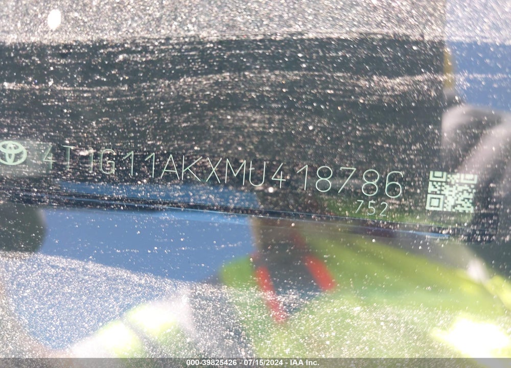 2021 TOYOTA CAMRY SE VIN: 4T1G11AKXMU418786