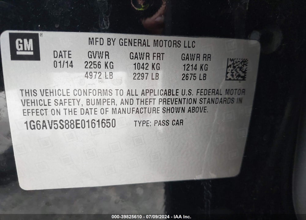 2014 CADILLAC CTS VSPORT PREMIUM VIN: 1G6AV5S88E0161650